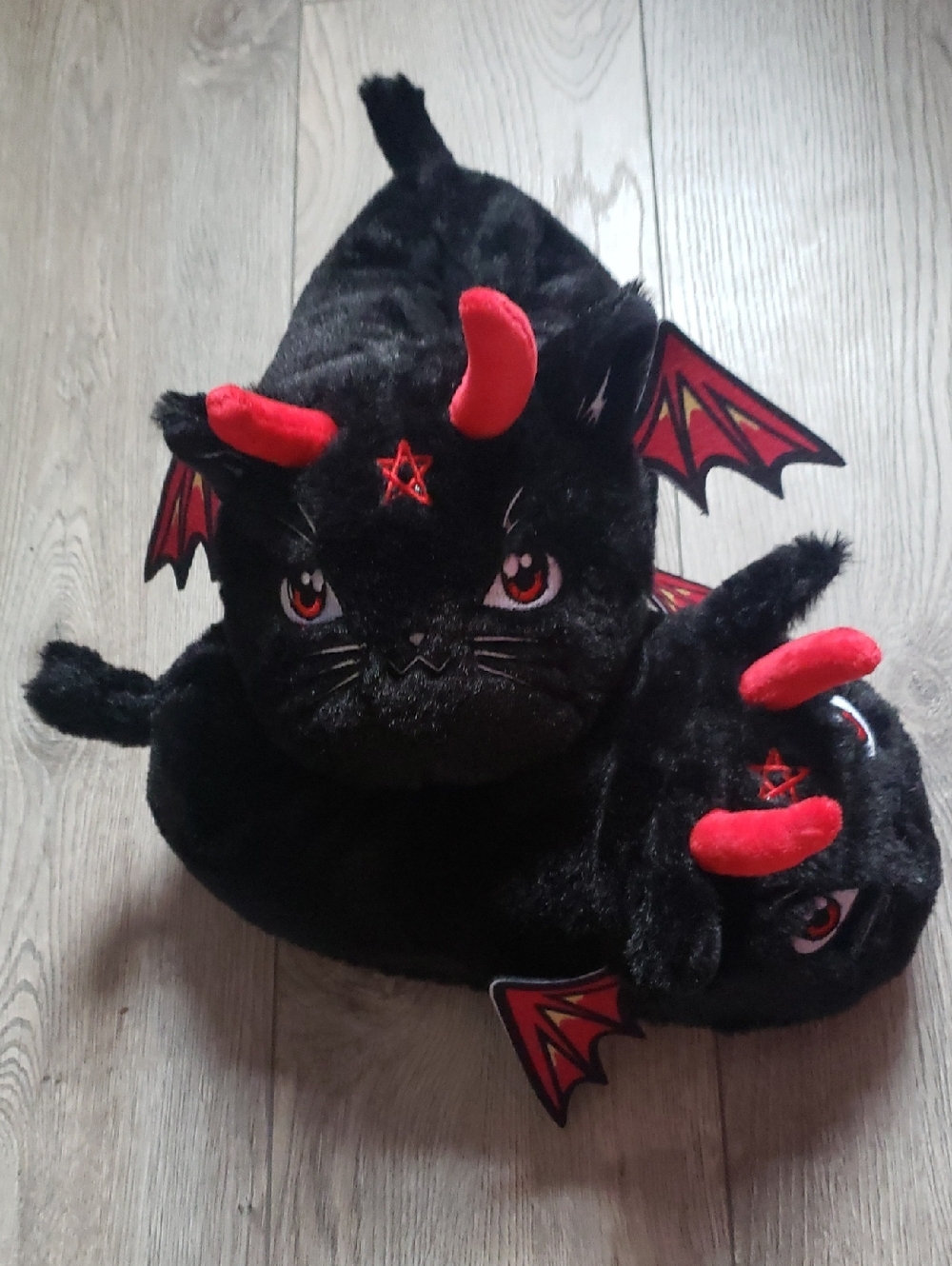 Blackcraft Cult Black Plush Devil Cat Slippers